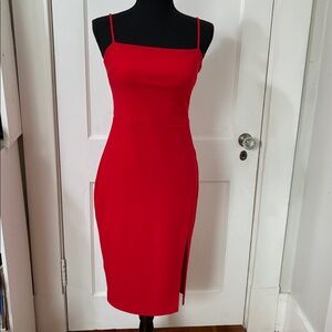 Preowned Express Size 2 Red Cocktail Dress Spaghetti Strap
